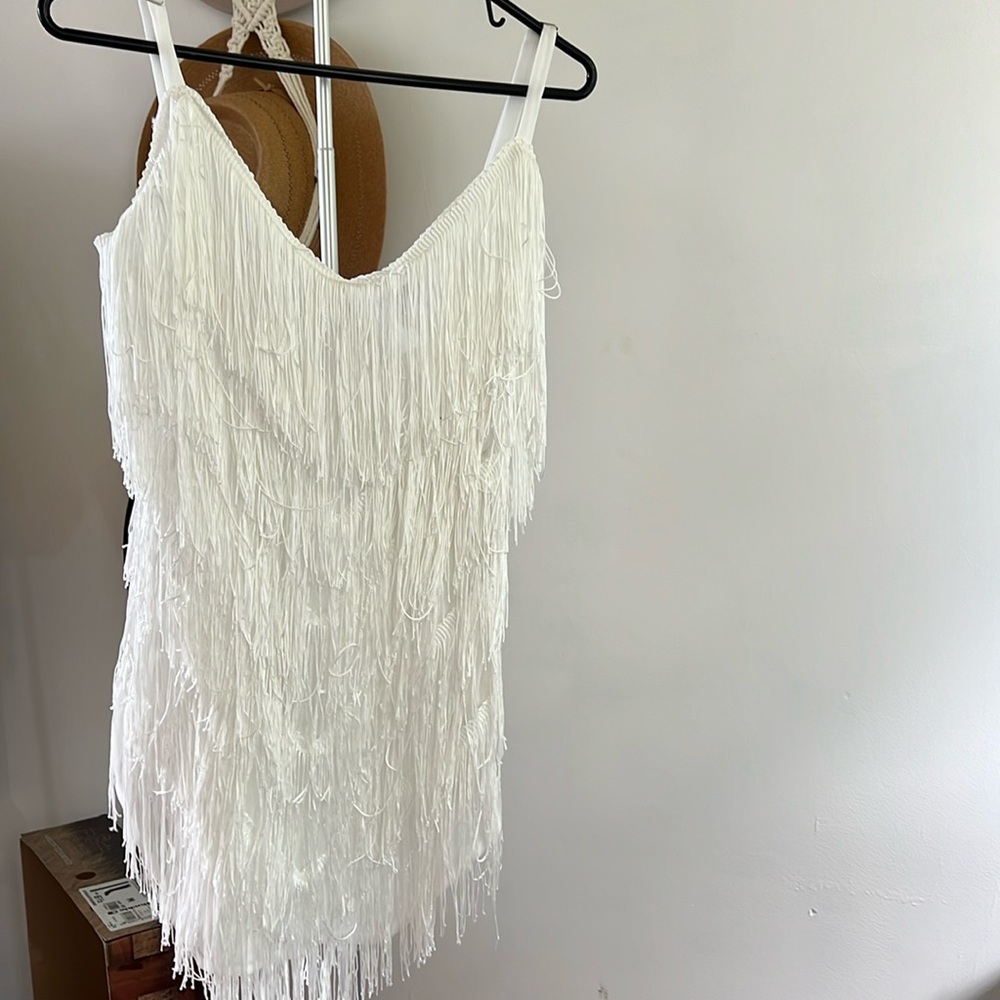 White fringe dress